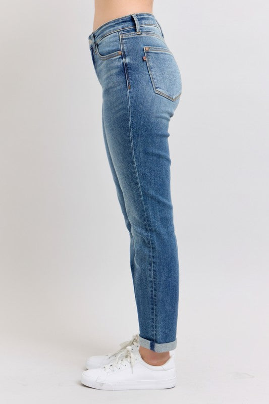 Judy Blue Mid Rise Skinny Cuff Jeans 
