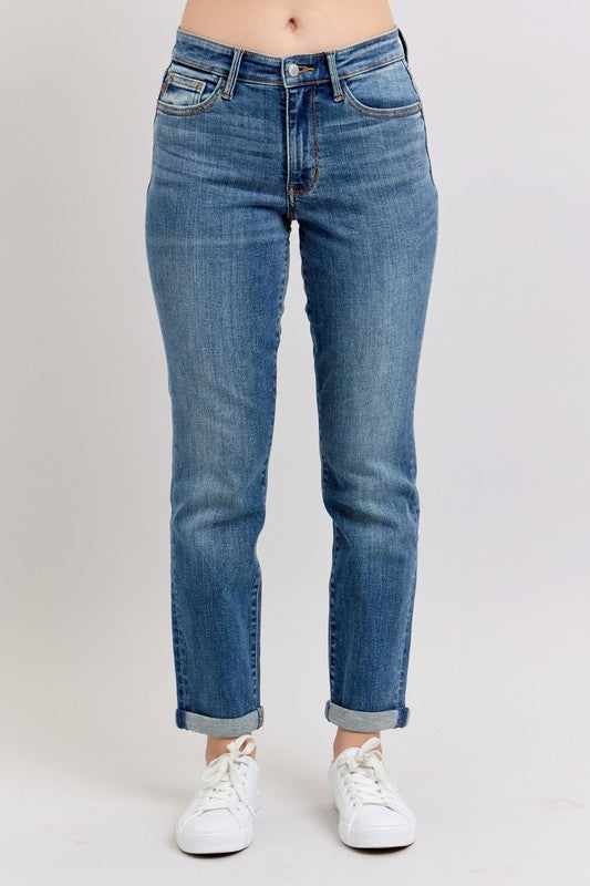 Judy Blue Mid Rise Skinny Cuff Jeans