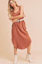 Round Neck Midi Tank Dress with Pockets in Terracotta 