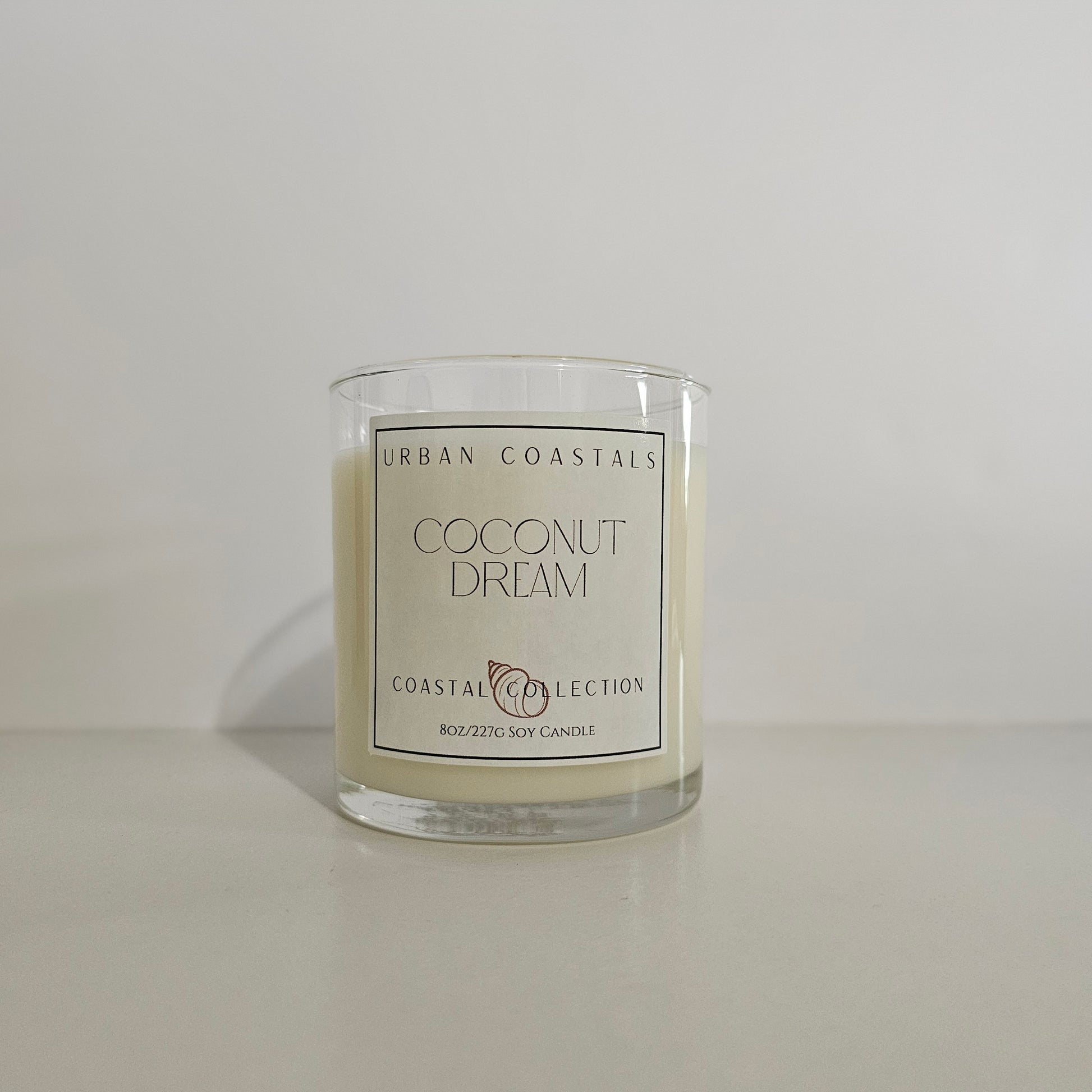 Coconut and lime scented candle, 8oz glass jar.