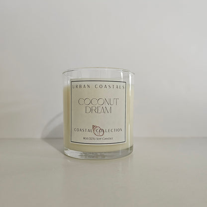 Coconut and lime scented candle, 8oz glass jar.