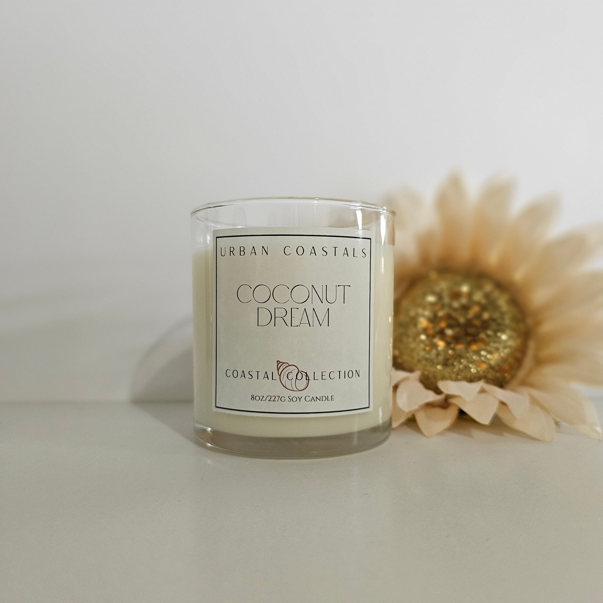Coconut and lime scented candle, 8oz glass jar.