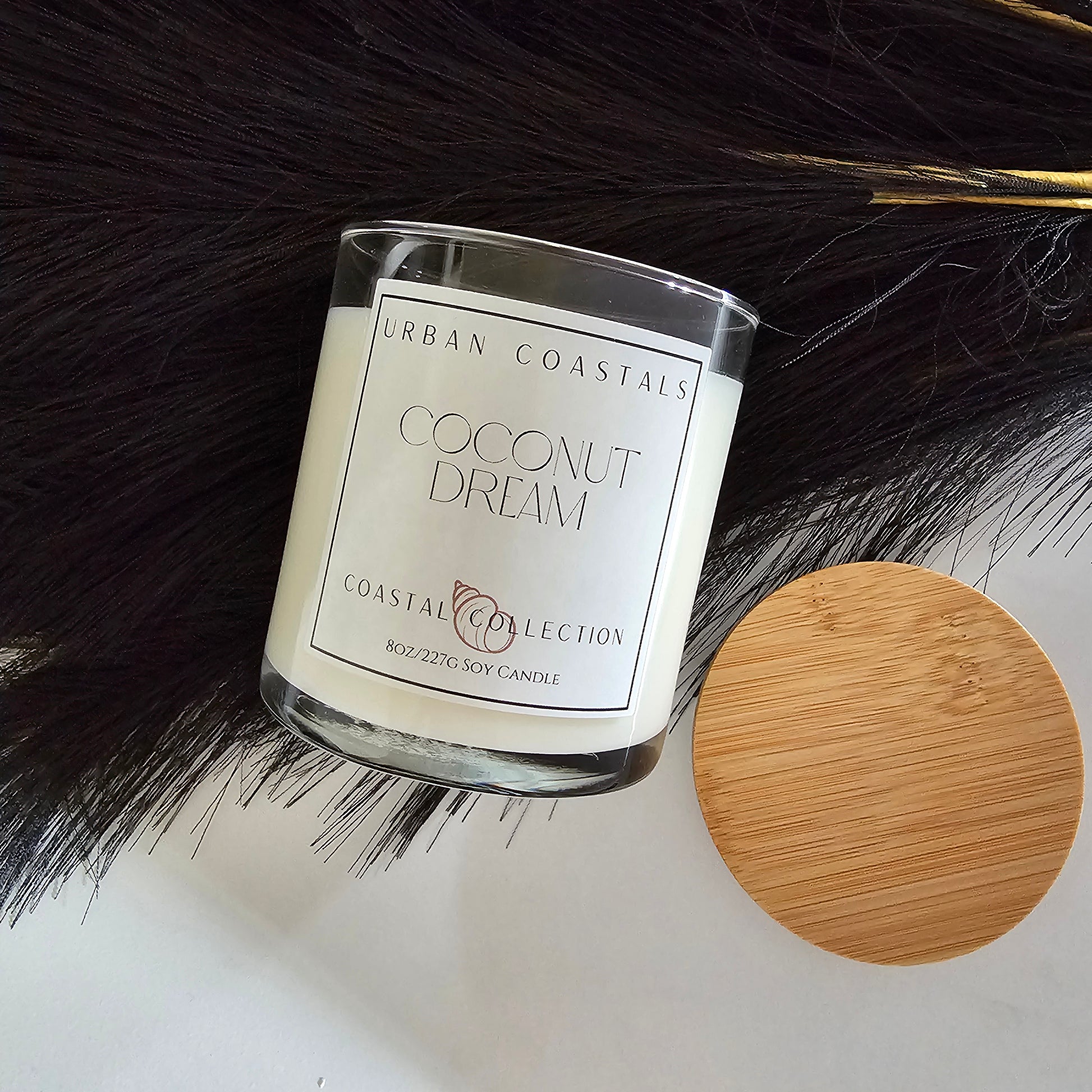 Coconut and lime scented candle, 8oz glass jar.