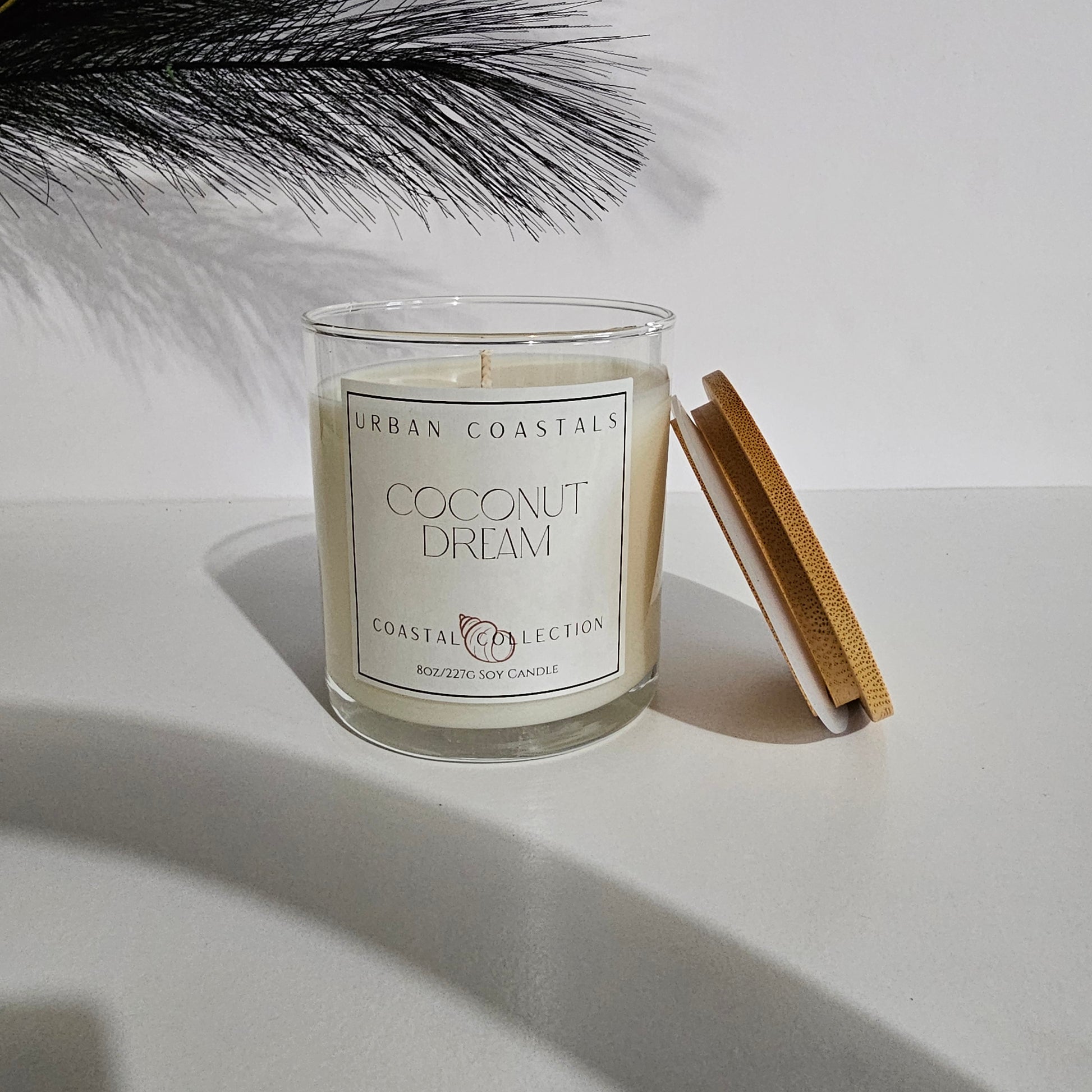 Coconut and lime scented candle, 8oz glass jar.