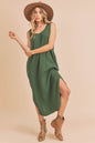 Aemi Co Round Neck Midi Tank Dress in Green