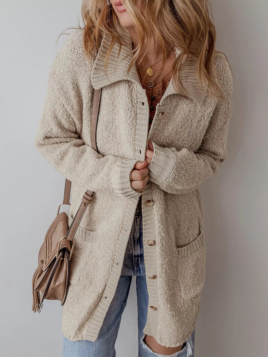 Featuring a classic button-up front, this cardigan lets you style it open for a relaxed look or buttoned for a polished finish.