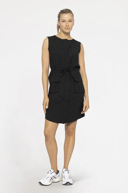 The drawstring waist allows you to adjust the fit to your liking, providing both comfort and a flattering silhouette. The tank top style of the dress offers a sleeveless and breathable design.