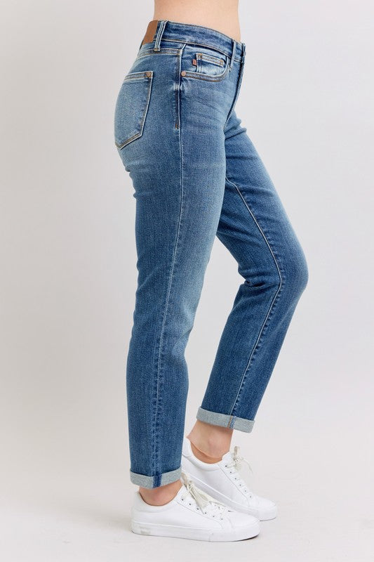 Judy Blue Mid Rise Skinny Cuff Jeans 