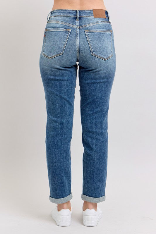 Judy Blue Mid Rise Skinny Cuff Jeans 
