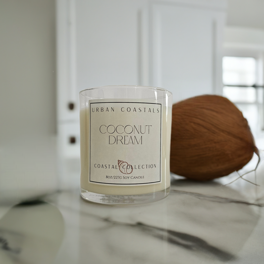 Coconut and lime scented candle, 8oz glass jar.