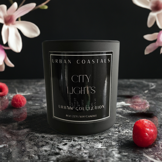 Berry, vanilla, and musk scented candle. 8oz in black matte jar.